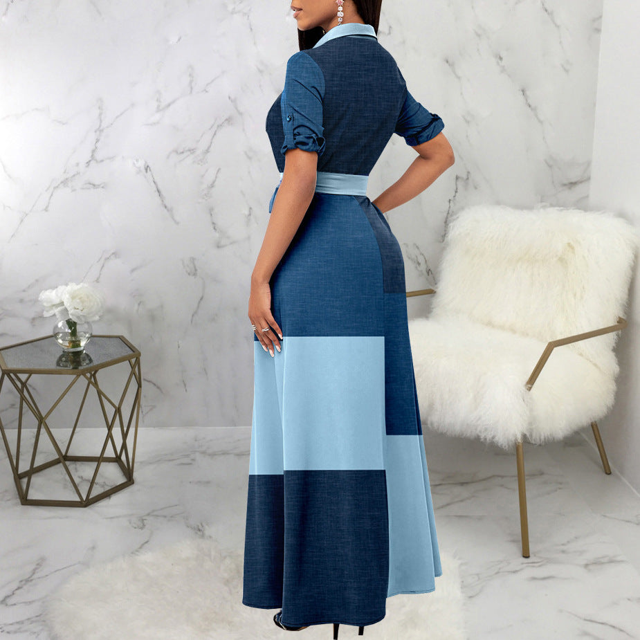 Elegant maxi dress with buttons for women with a fitted belt Lune London