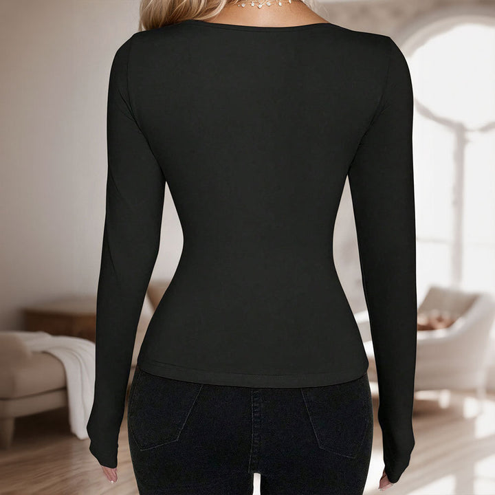 Chemise ajustée à manches longues pour femmes avec un design de lacet sophistiqué Chic & Stil
