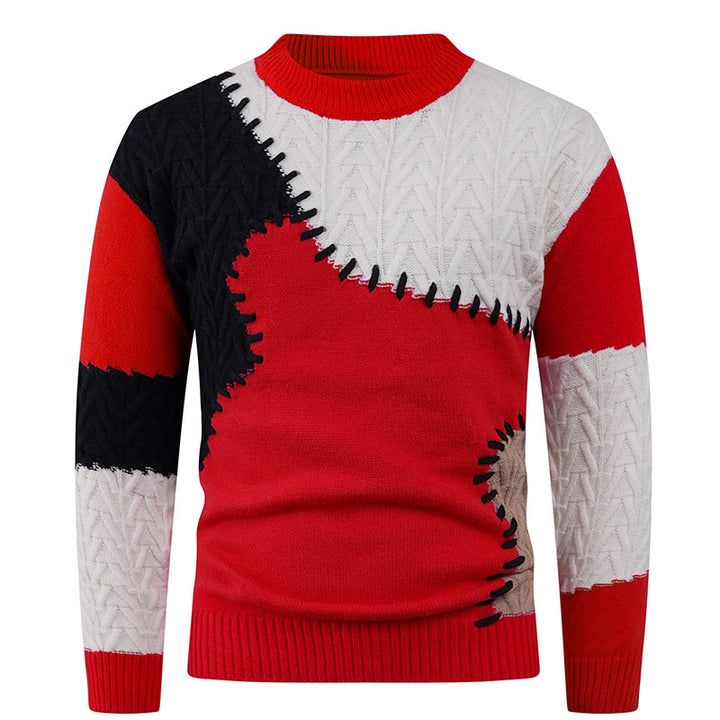 Fashionable knit sweater for men with a creative patchwork design Lune London