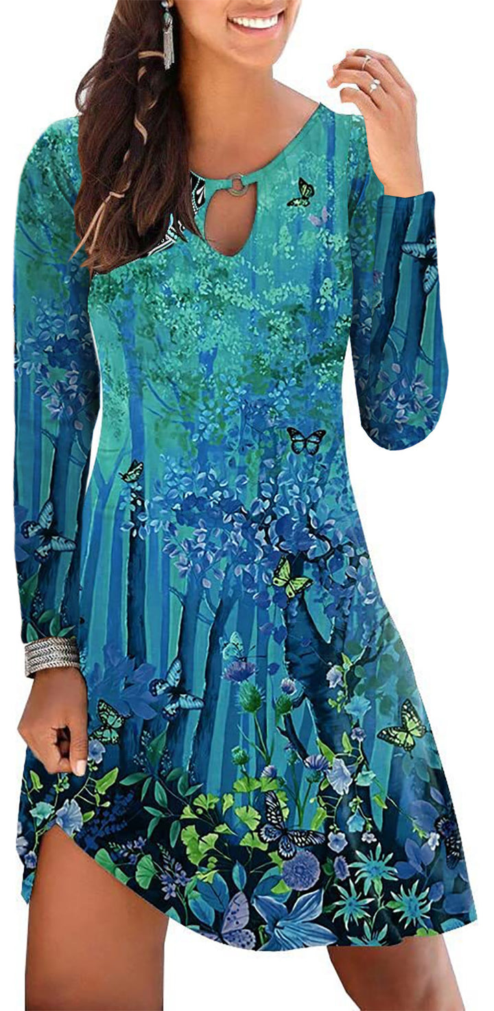 Casual summer dress for women with floral accents and V-neck Lune London