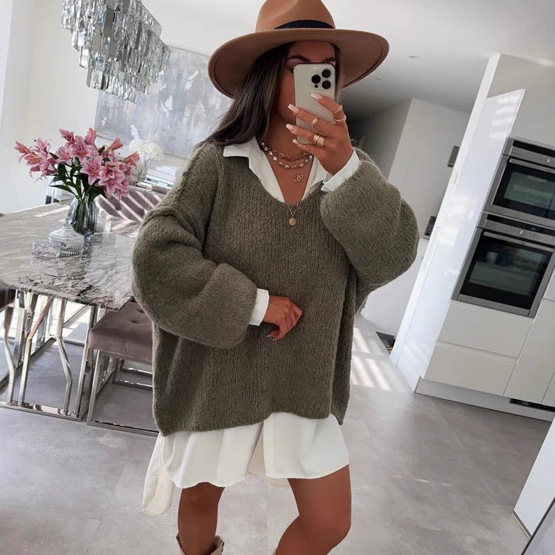 Pull oversized décontracté pour femmes avec des manches volumineuses et une texture douce Chic & Stil