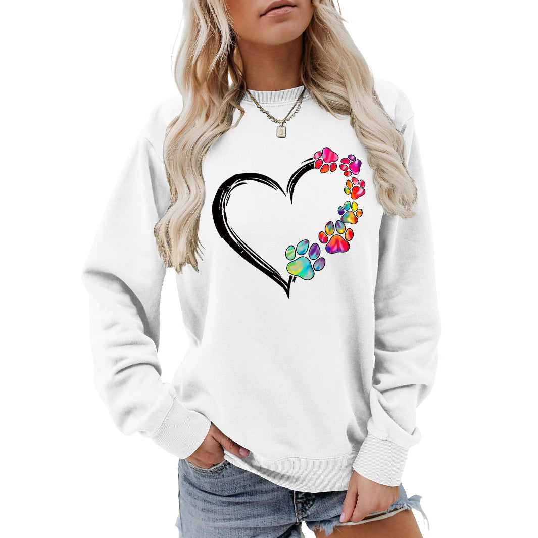 Sweatshirt pour femmes avec design créatif de cœur en forme de patte Chic & Stil