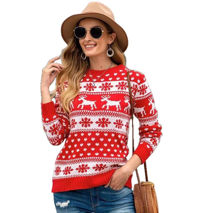 Christmas sweater for women with festive reindeer design and classic Norwegian pattern Lune London