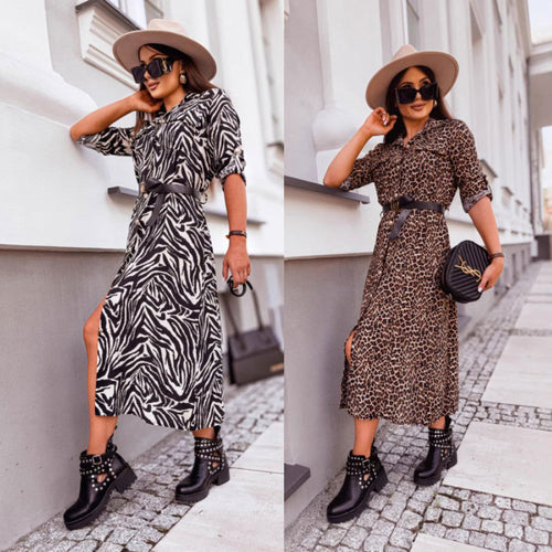 Chic animal print shirt dress for women Lune London