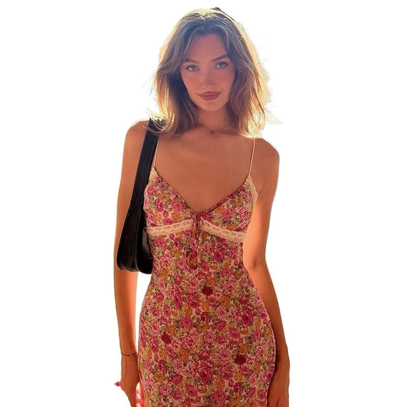 Floral slip dress for women with thin straps Lune London