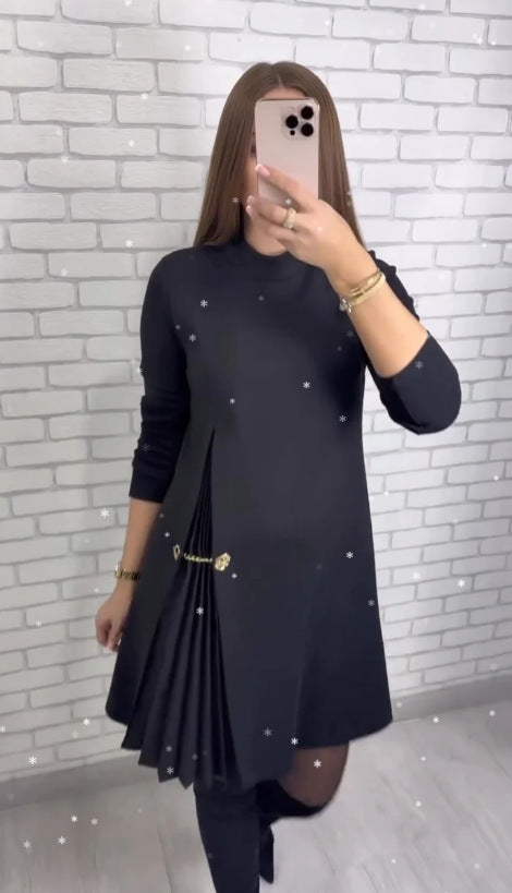 Women's elegant dress with draping and waist belt Chic & Stil