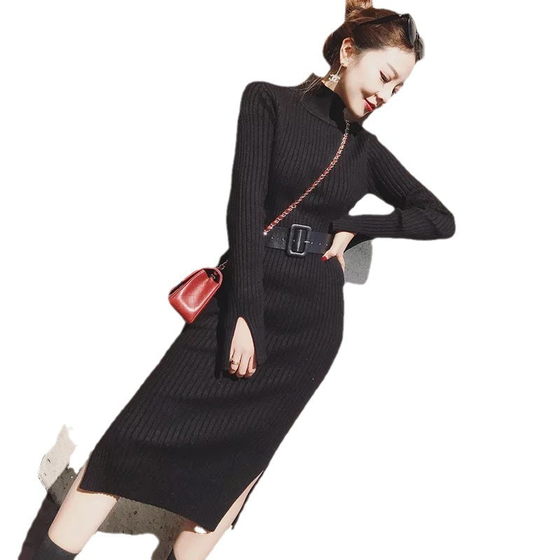 Robe tricotée pour femmes avec col montant et coupe ajustée Chic & Stil