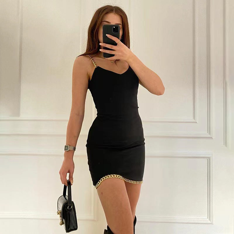 Women's mini dress with gold chain Lune London