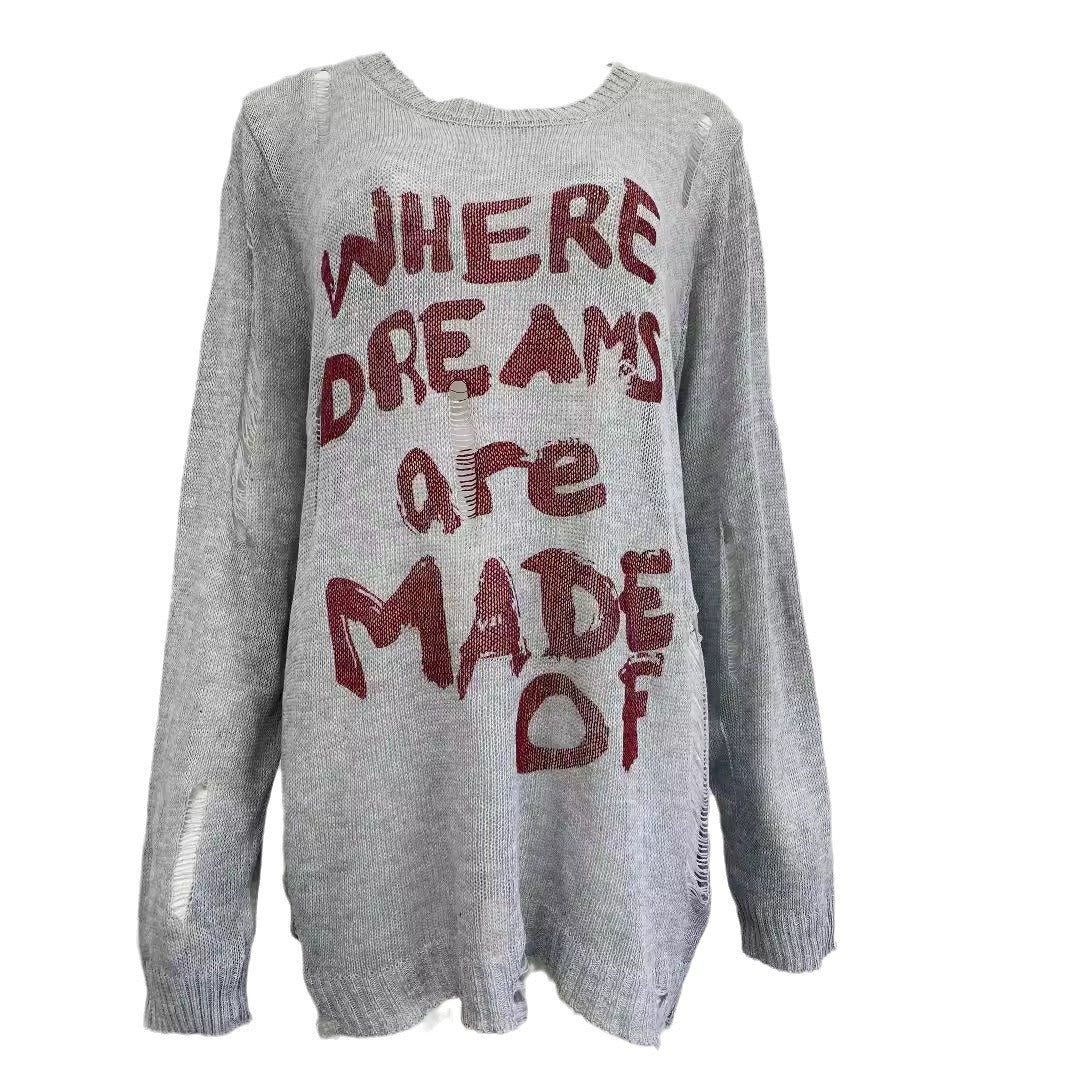 Casual sweater for women with creative writing and trendy cut Lune London