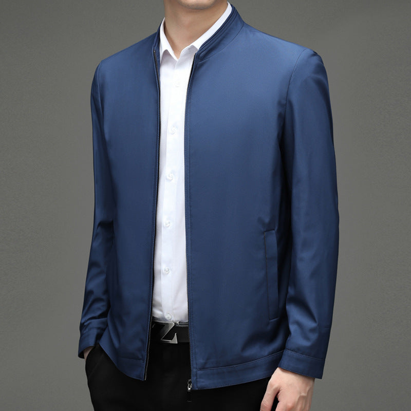 Fashionable men's transition jacket with stylish high collar and practical pockets Lune London
