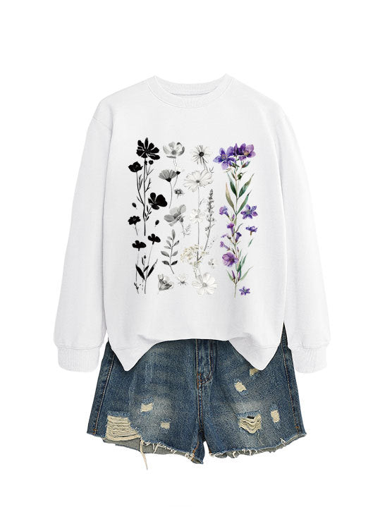 Sweat-shirt femme avec design graphique floral et doublure intérieure douce Chic & Stil
