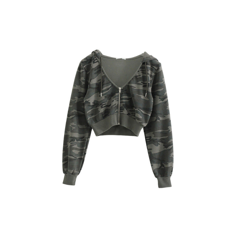 Ladies sporty cropped zip hoodie Chic & Stil