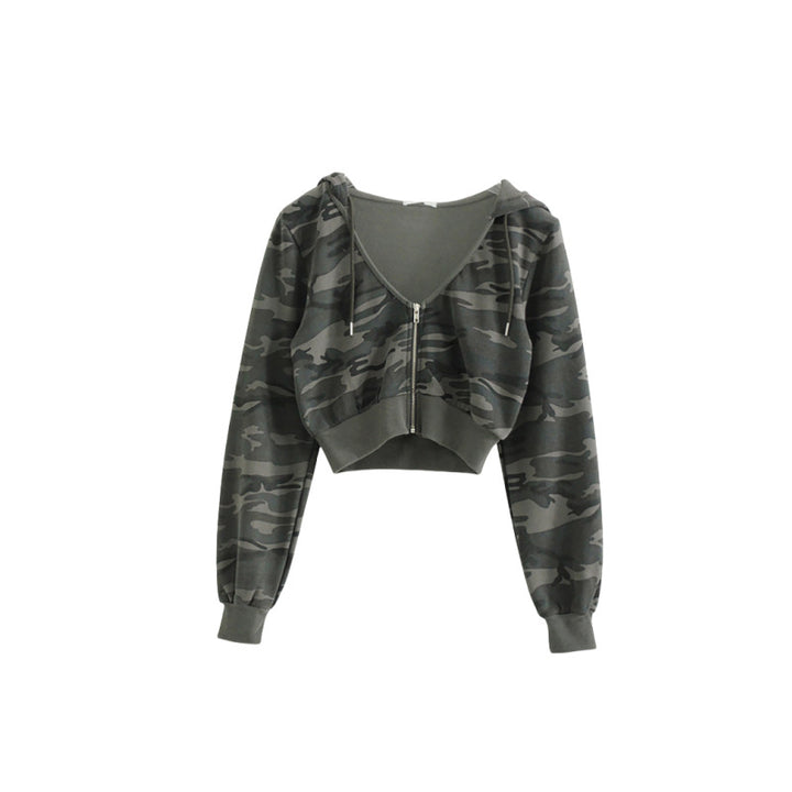 Ladies sporty cropped zip hoodie Chic & Stil