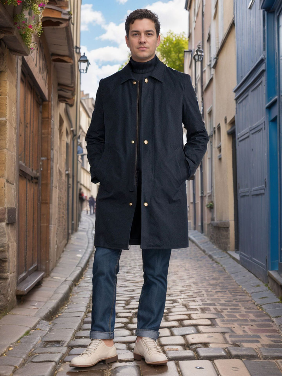 Elegant transitional coat for men with practical pockets and water-repellent fabric Lune London