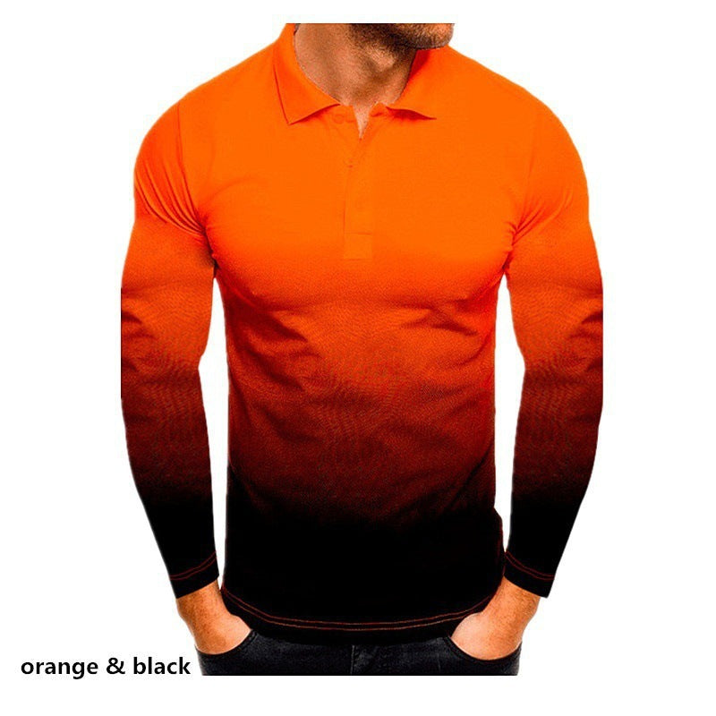 Men's long sleeve polo with a modern gradient of colors and performance material Lune London