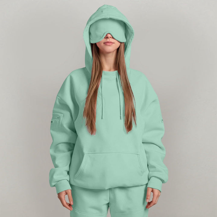 Ladies oversized cozy hoodie with integrated eye mask Lune London