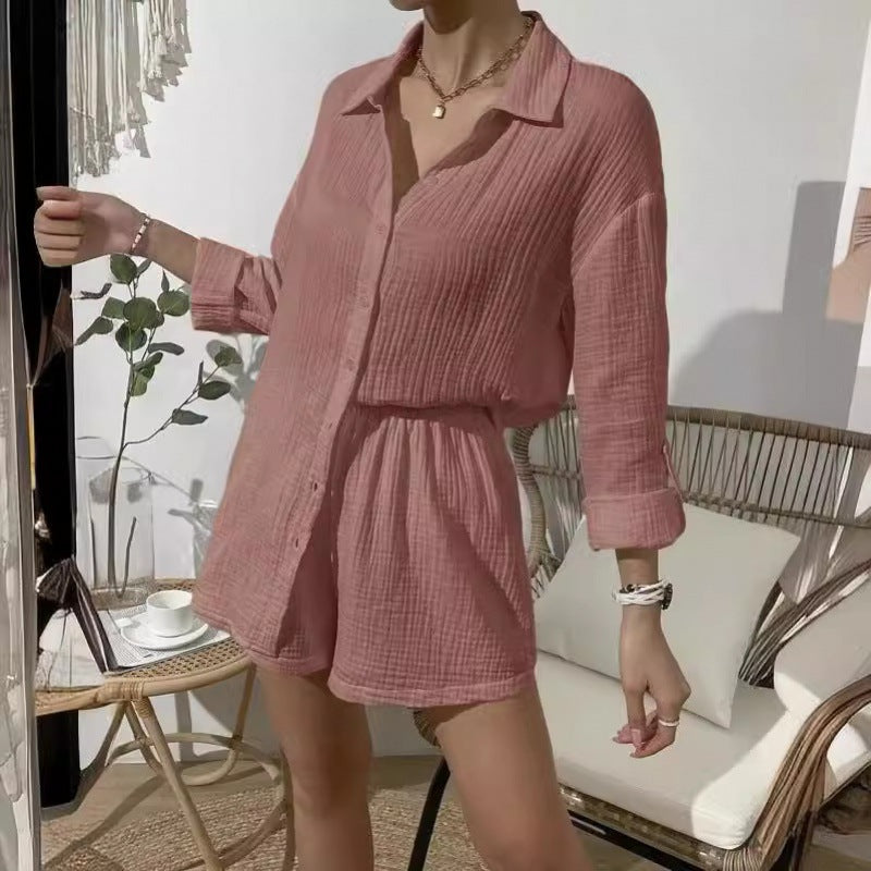 Lune London short sleeve top and lightweight shorts set for ladies