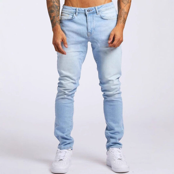 Men's Slim-Fit Jeans with Elastic Comfort Waistband and Modern Details Lune London