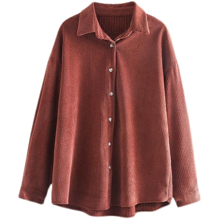 Textured corduroy shirt for women with button Lune London