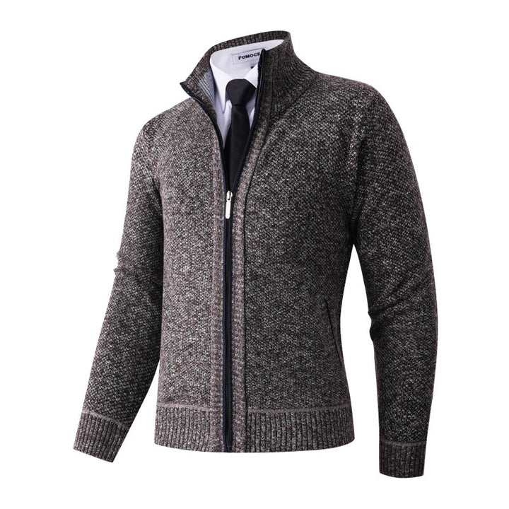 Elegant knitted jacket for men with high collar and practical pockets Lune London