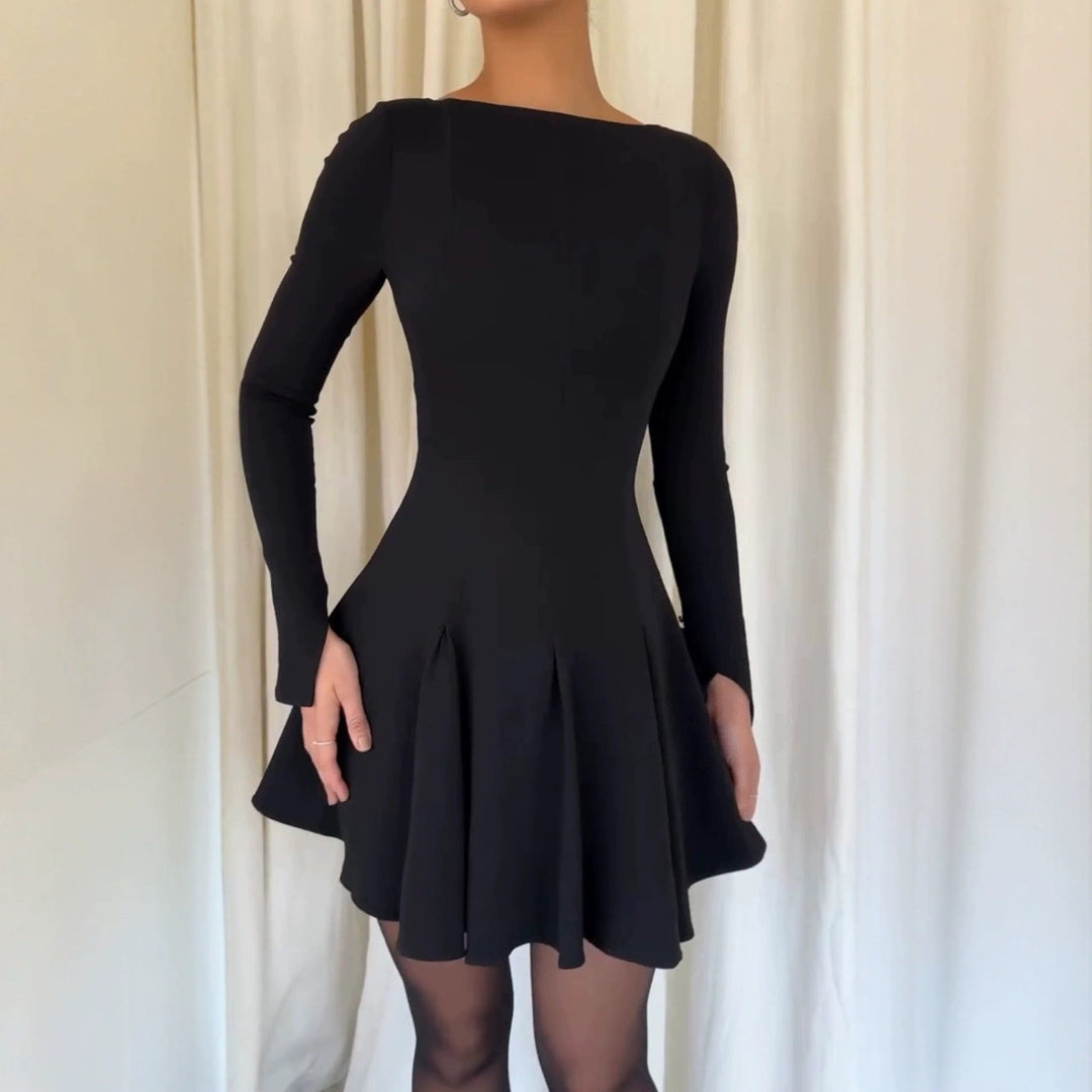 Women's dress with flared skirt and elegant long sleeves Lune London