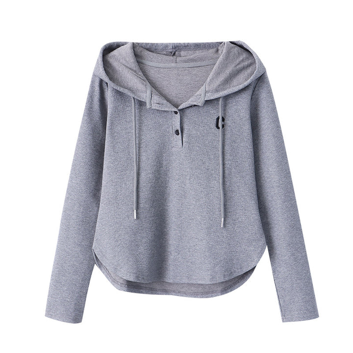 Ladies hoodie with button placket and casual fit Chic & Stil