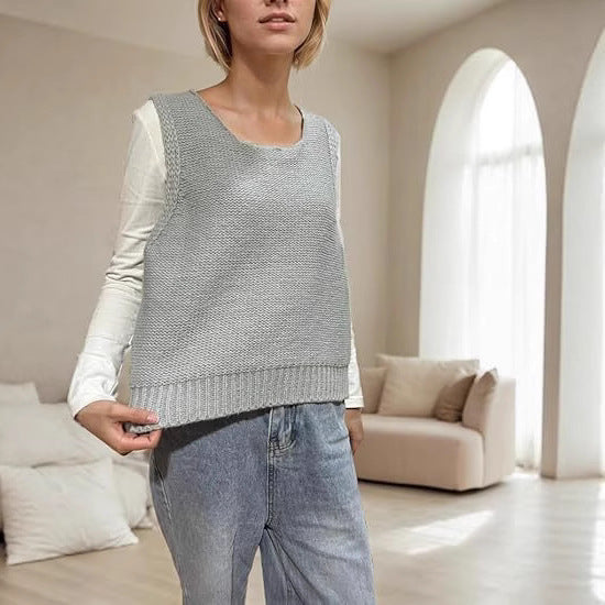 Knitted vest for women with bow details Lune London