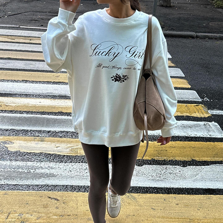 Casual sweatshirt for women with elegant inscription Lune London