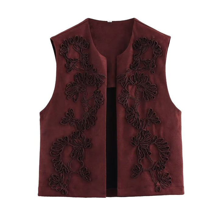 Ladies vest with floral embroidery design Lune London