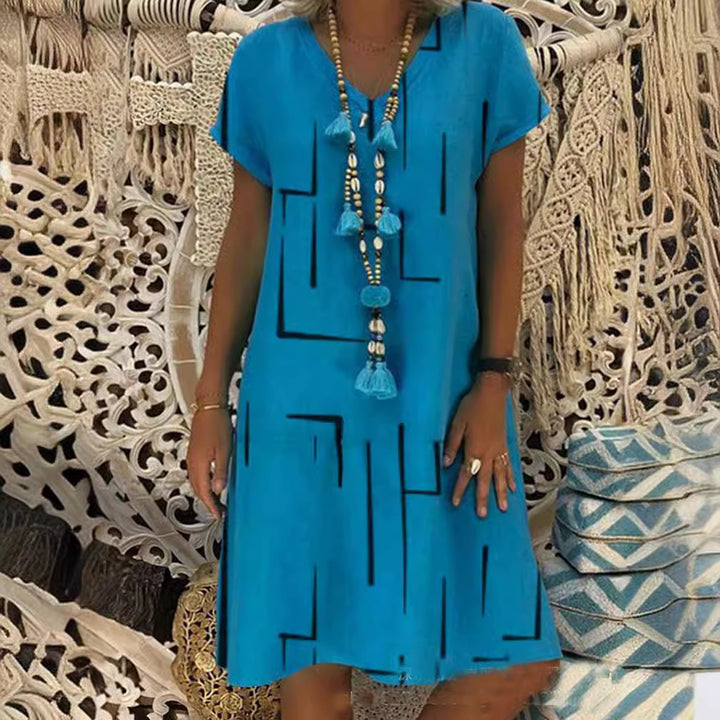 Comfortable tunic dress for women with modern graphic patterns Lune London