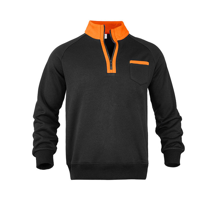 Men's modern hoodie with chest pocket and half-zip and chic sporty elements