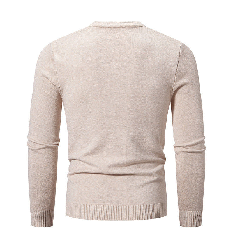 Men's Fine Knit Sweater with Round Neck and Ribbed Details Lune London