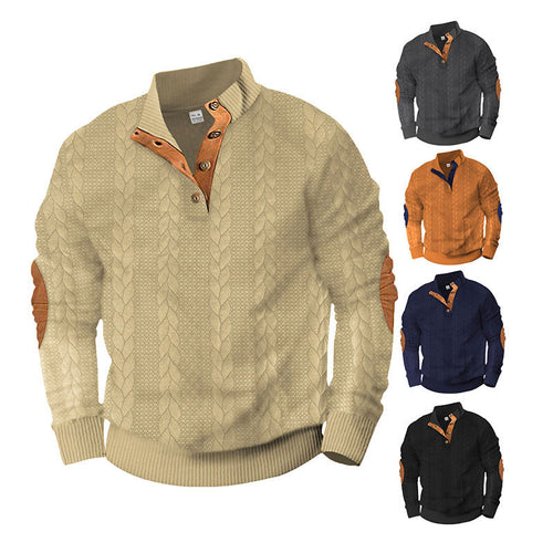 Modern knit sweater for men with high collar and contrasting accents Lune London