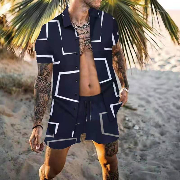 Men's short sleeve graphic t-shirt summer and chic shorts set