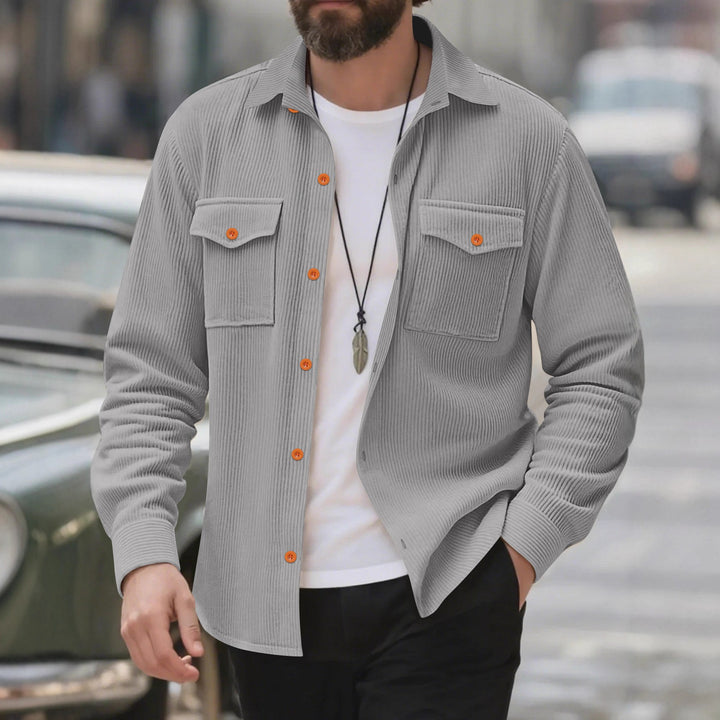 Corduroy shirt for men with double chest pockets and modern fit Lune London