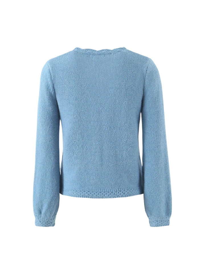 Ladies elegant cardigan with deep V-neck and delicate buttons Lune London