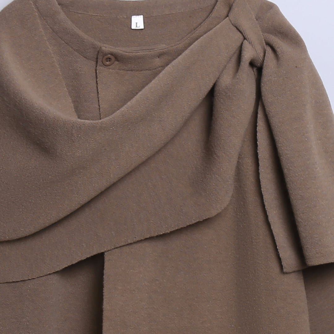 Lune London | Ladies' cozy knit poncho with refined draping