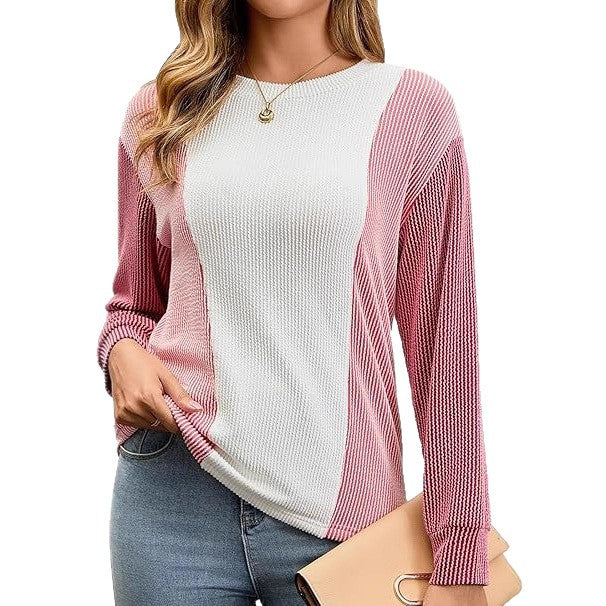 Women oversized knit sweatshirt with a unique color block design Lune London