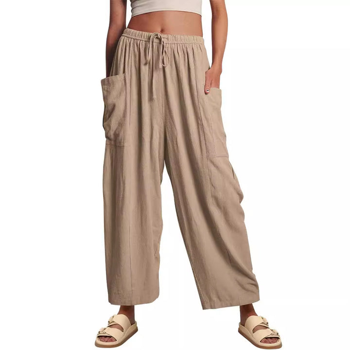 Comfortable Palazzo Pants for ladies with elastic waistband and side pockets Lune London