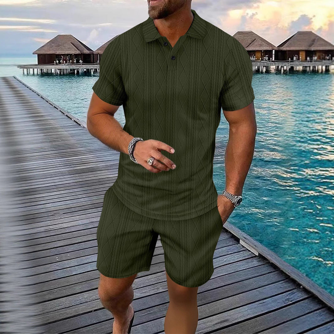 Men's Structured Knit Polo Set and Chic Shorts
