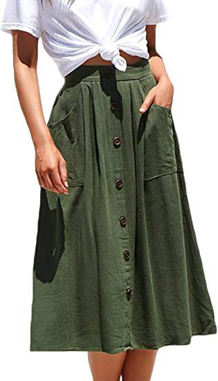 A-Line Button Front Skirt for Women with Pockets Lune London