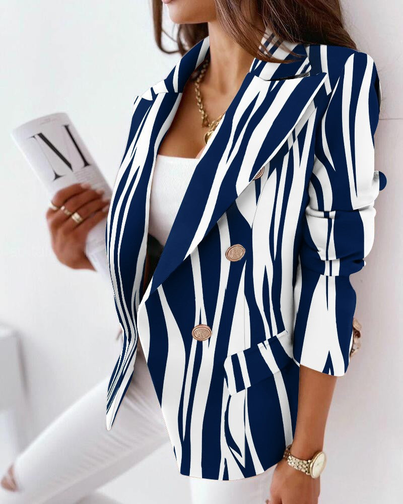 Women's stylish blazer with zebra pattern and double row of buttons Lune London