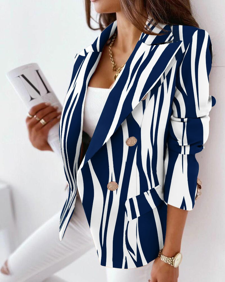 Women's stylish blazer with zebra pattern and double row of buttons Lune London