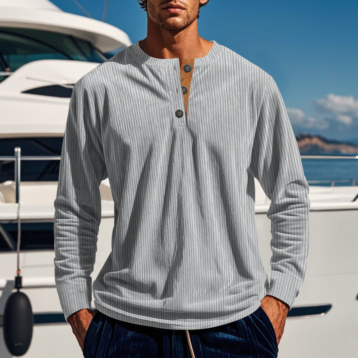 Long sleeve shirt for men with button placket and ribbed texture Lune London