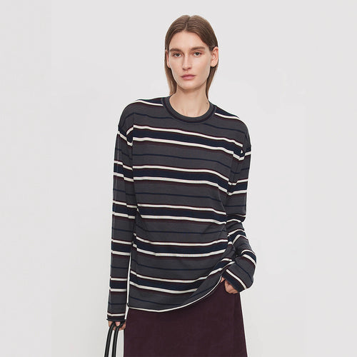 Chemise à manches longues pour femmes avec motif rayé à la mode Chic & Stil