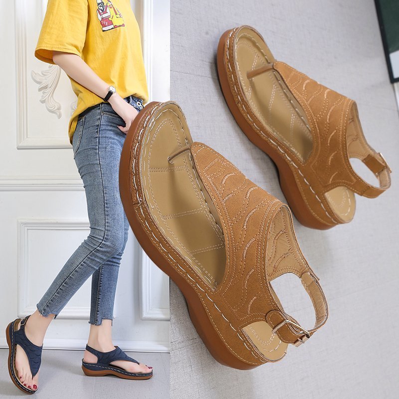 Women comfortable strappy sandals with ergonomic sole Lune London
