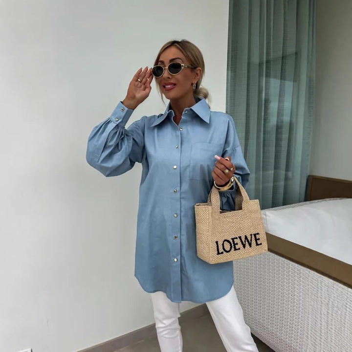 Blouse oversize classique pour femmes avec détails en bouton et poche poitrine Chic & Stil
