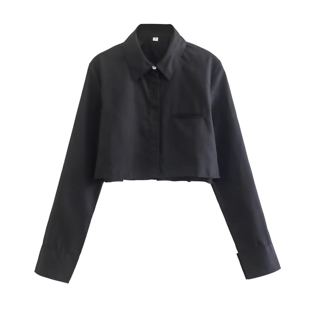 Women's cropped blouse with classic collar Lune London