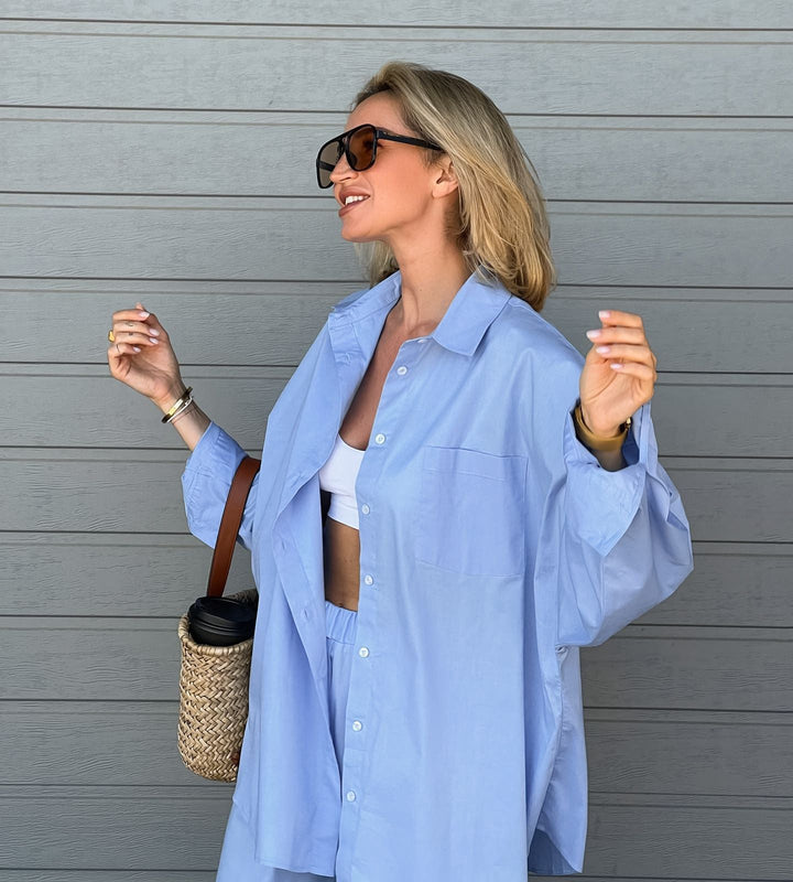 Comfortable women's set consisting of an oversized shirt and wide pants Lune London