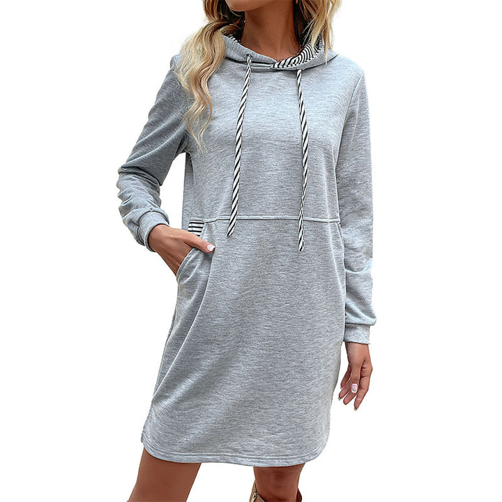 Hooded dress for women with side pockets and trendy striped design Lune London